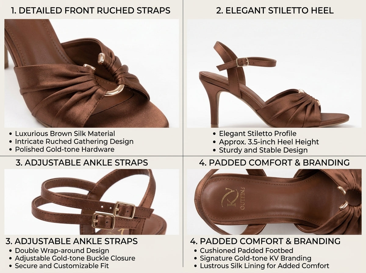 Selene Ruched Ring Detail Ankle Strap Heels