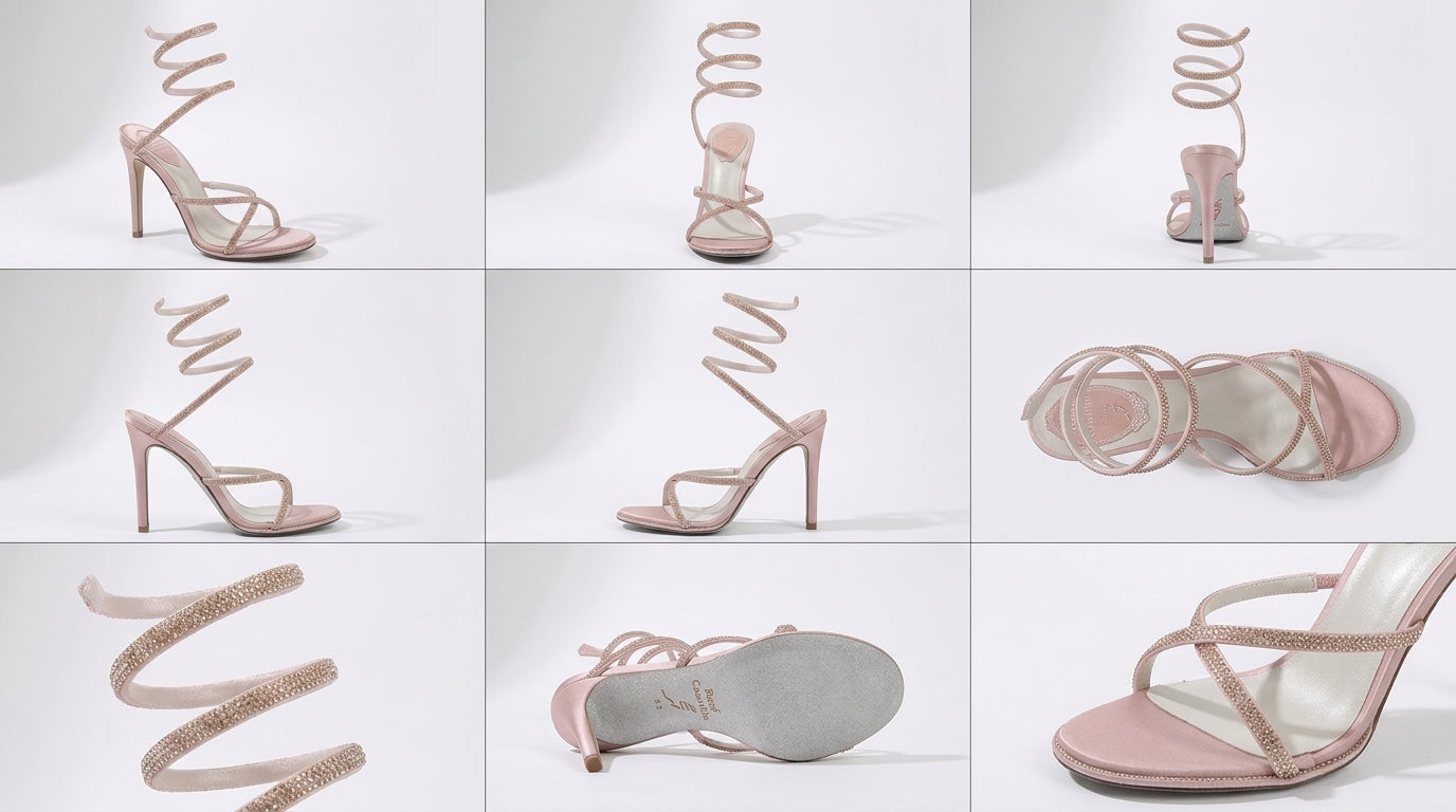 Medusa Rhinestone Spiral Wrap Around Stiletto Sandals