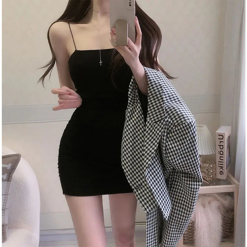 Spaghetti Strap Ruched Bodycon Mini Dress