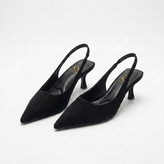 Celeste Textured Pointed Toe Slingback Heels