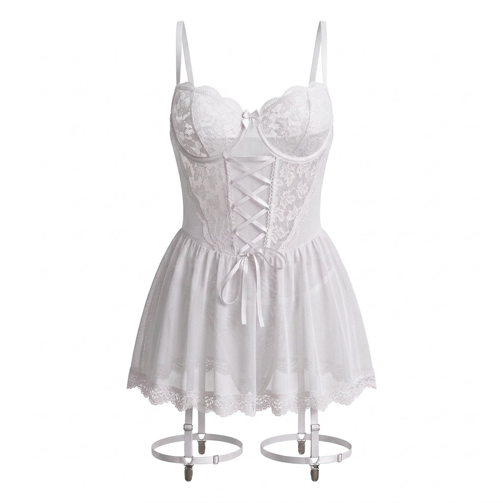 Lace Babydoll Two Piece Lingerie Set