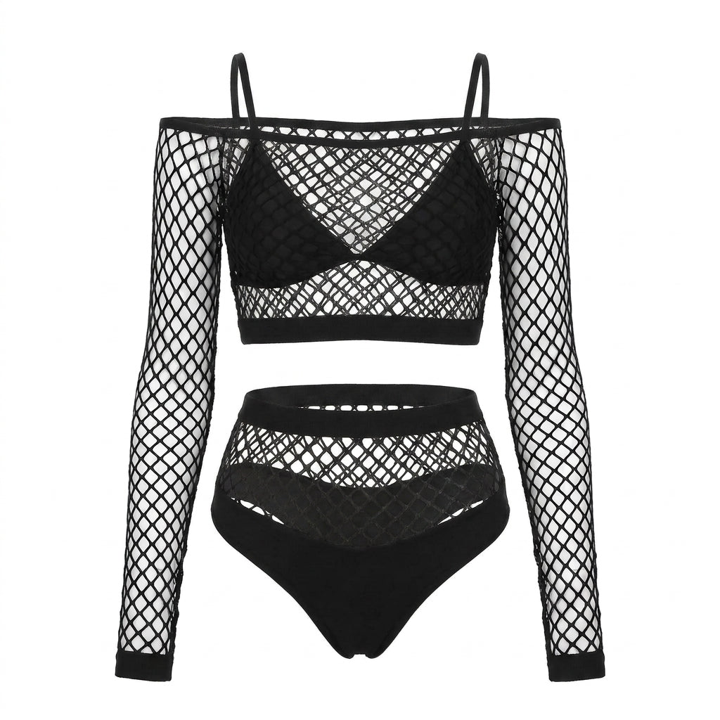 Fishnet Mesh Bodystocking Backless Lingerie