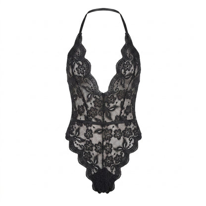 Floral Fishnet Lace Teddy Lingerie Bodysuit Set