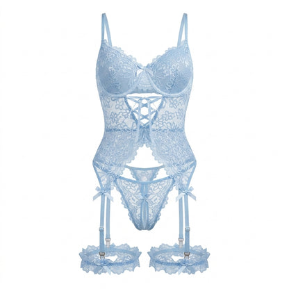 Lace Mesh Bra and Panty Lingerie Set