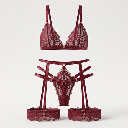 Lace Mesh Comfort Bra and Panty Matching Lingerie Set