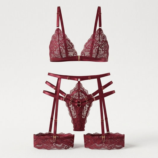Lace Mesh Comfort Bra and Panty Matching Lingerie Set
