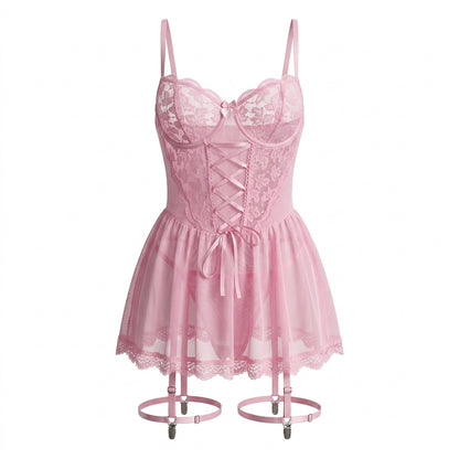 Lace Babydoll Two Piece Lingerie Set