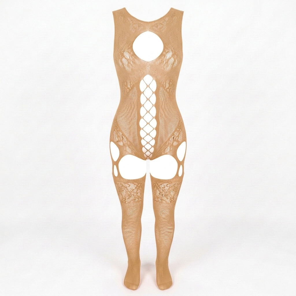 Sheer Fishnet Babydoll Bodysuit Set