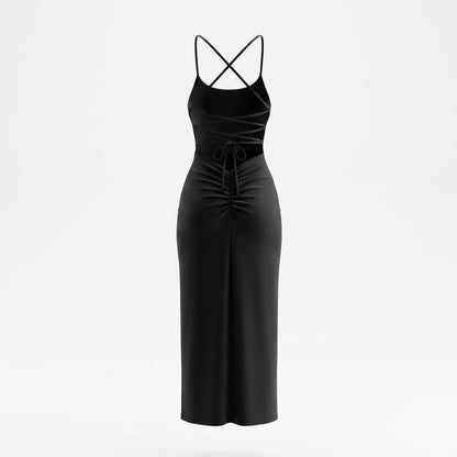 Backless Lace Up Bodycon Long Dress