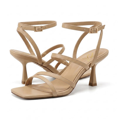 Aria Strappy Square Toe Ankle Strap Heels