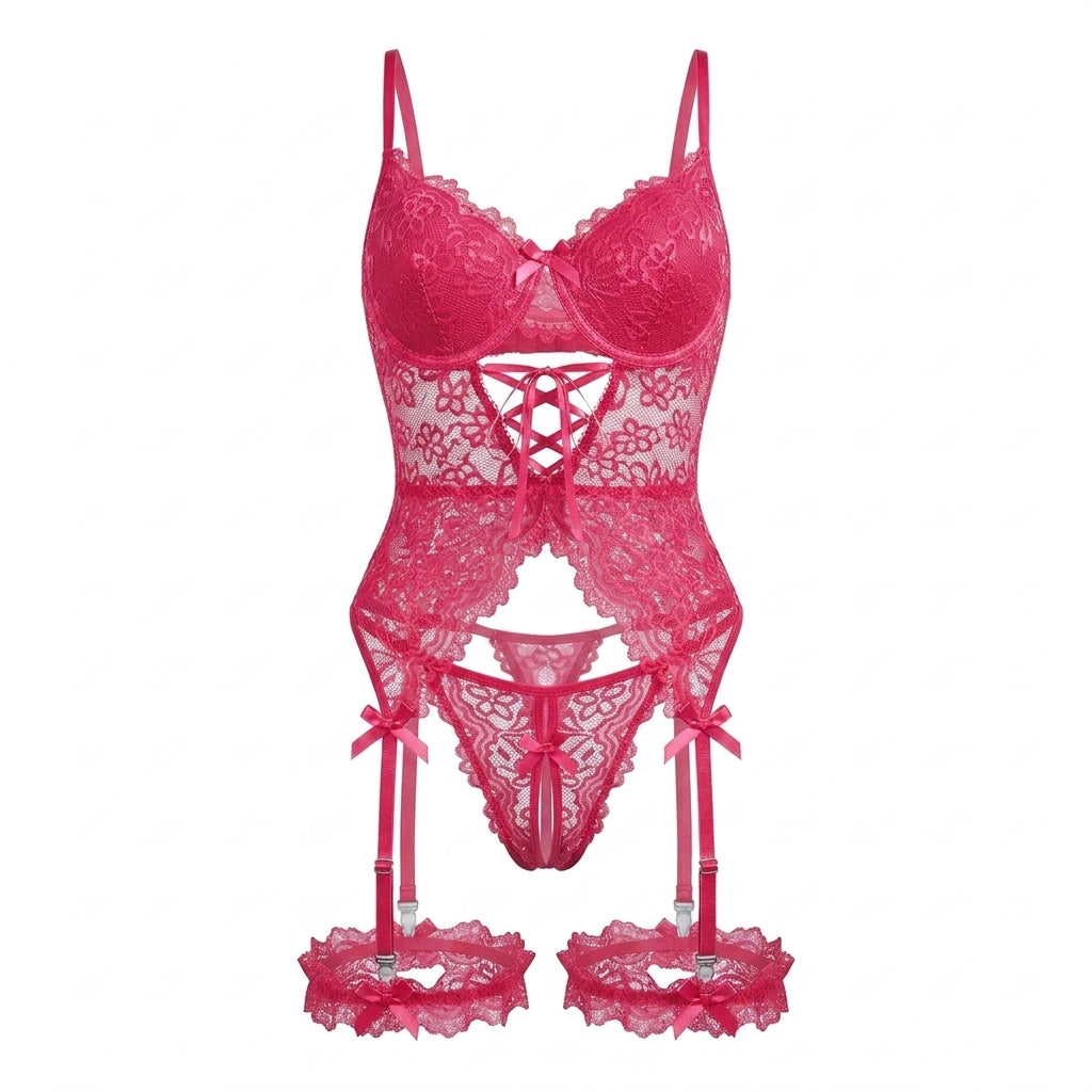 Lace Mesh Bra and Panty Lingerie Set