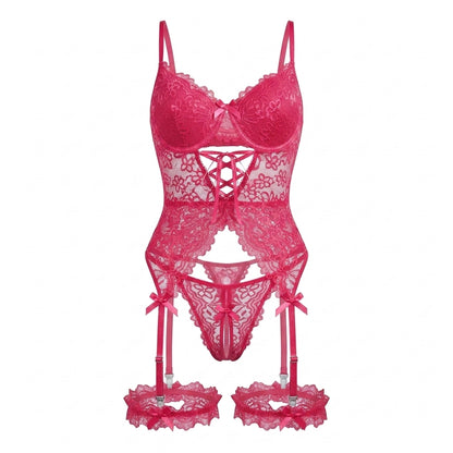 Lace Mesh Bra and Panty Lingerie Set