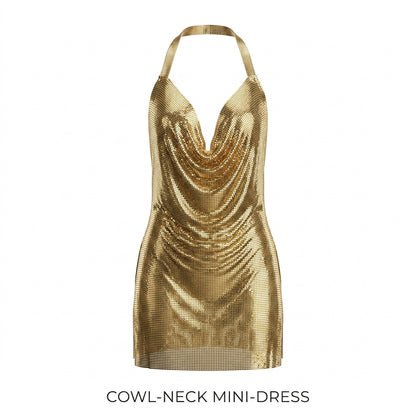 Sequin Halter Backless Short Dress