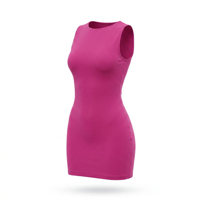 Boat Neck Sleeveless Bodycon Mini Dress