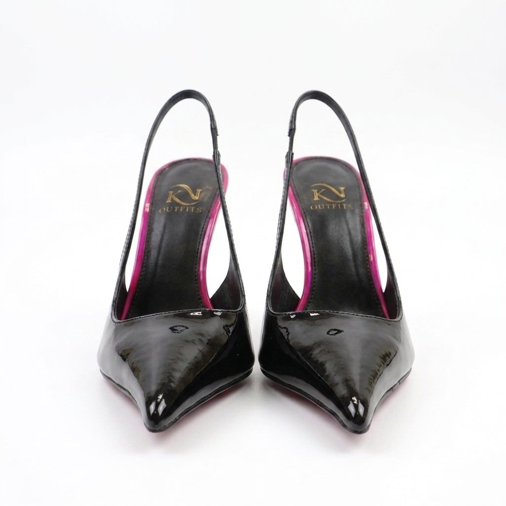 Iris Patent Pointed Toe Slingback Heels