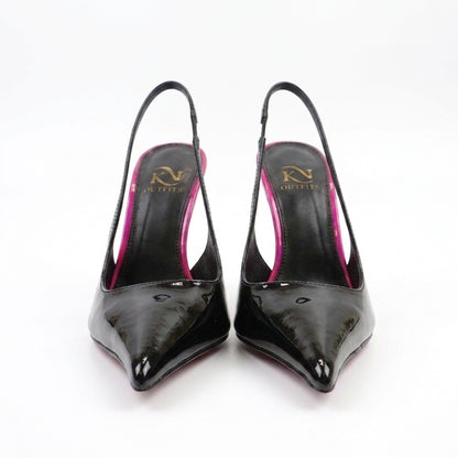 Iris Patent Pointed Toe Slingback Heels