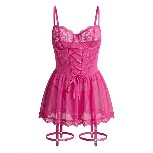 Lace Babydoll Two Piece Lingerie Set