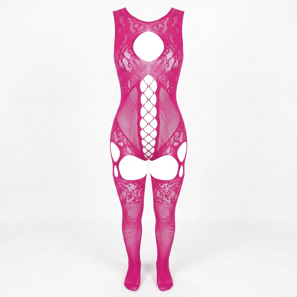 Sheer Fishnet Babydoll Bodysuit Set