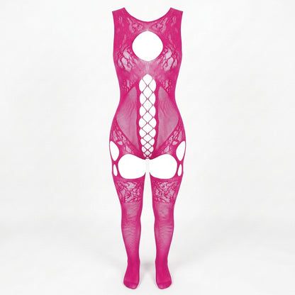 Sheer Fishnet Babydoll Bodysuit Set