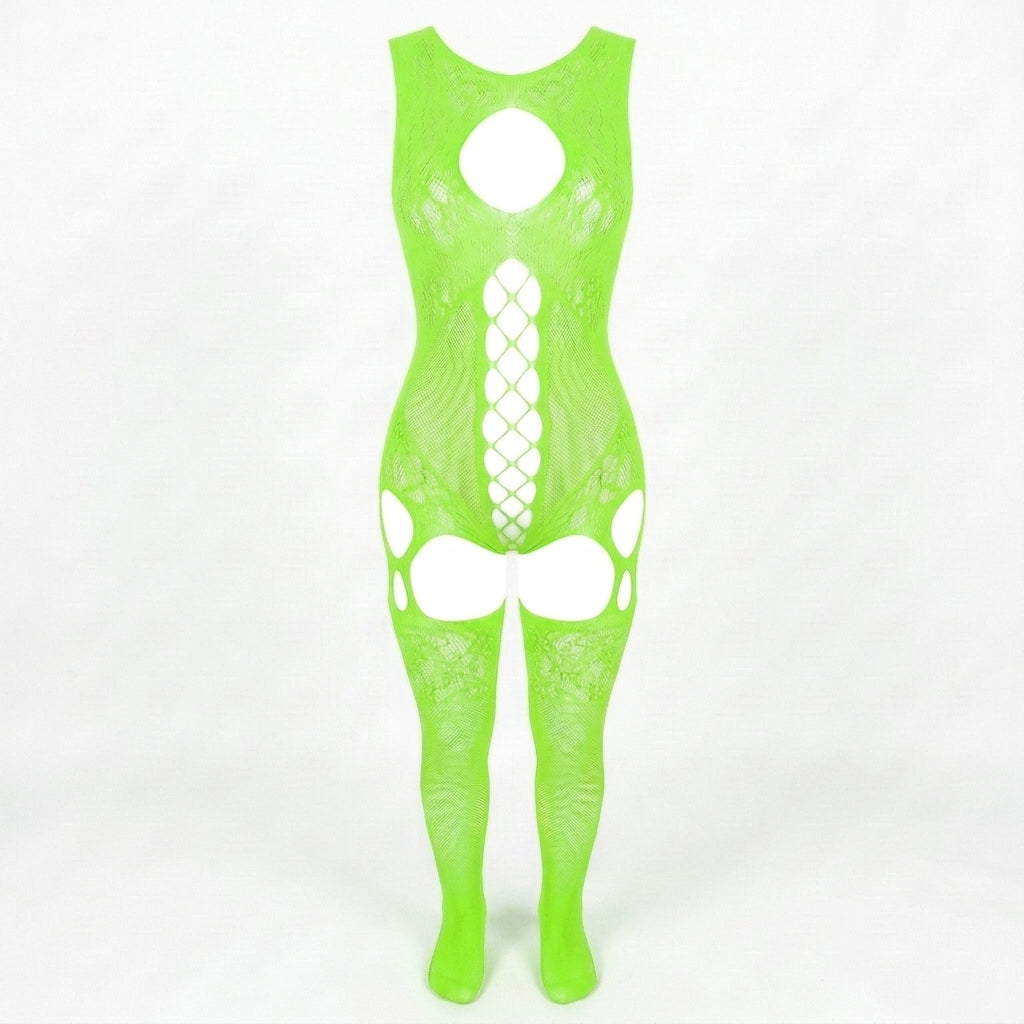 Sheer Fishnet Babydoll Bodysuit Set