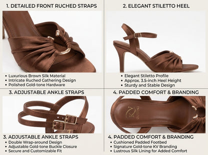 Selene Ruched Ring Detail Ankle Strap Heels