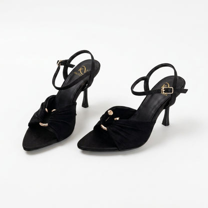 Selene Ruched Ring Detail Ankle Strap Heels