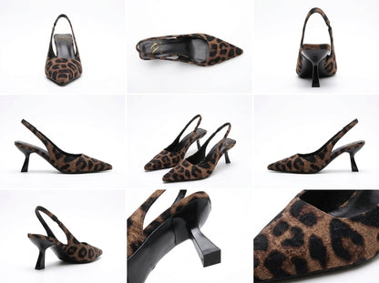 Celeste Textured Pointed Toe Slingback Heels
