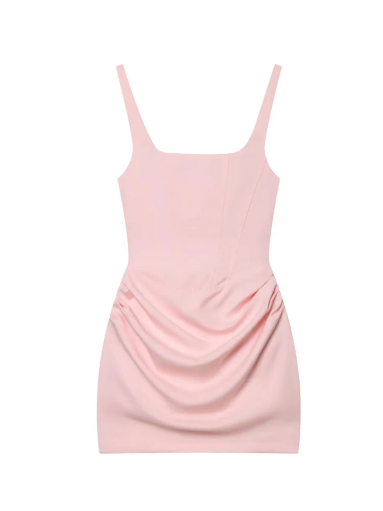 Square Neck Corset Style Draped Mini Dress