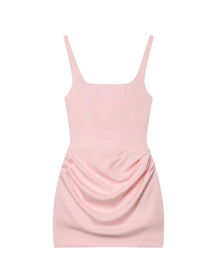Square Neck Corset Style Draped Mini Dress