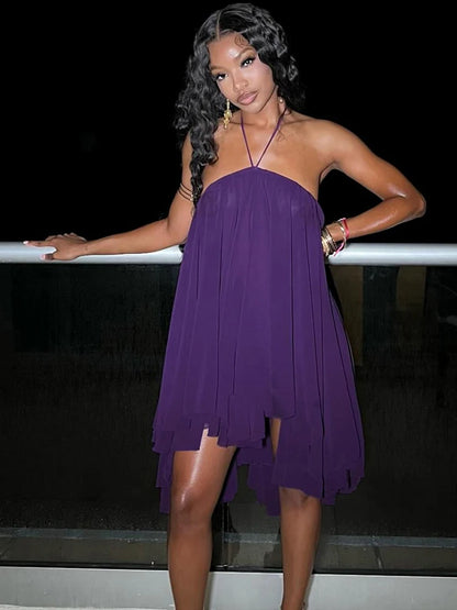 Halter Irregular Hem Dress
