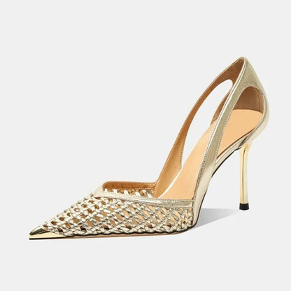 Luna Metallic Woven Pointed Toe Heels