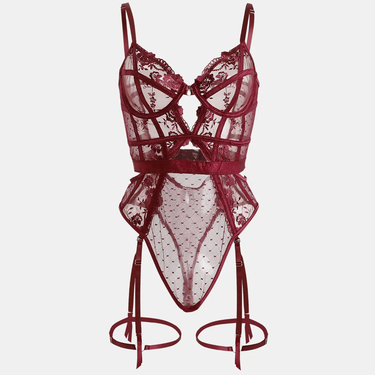 Floral Lace Underwire Bra and Panty Matching Lingerie Set