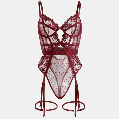 Floral Lace Underwire Bra and Panty Matching Lingerie Set
