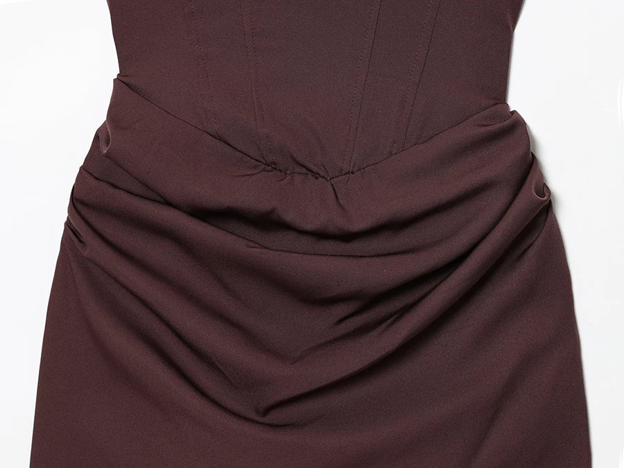 Square Neck Corset Style Draped Mini Dress