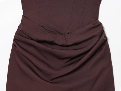 Square Neck Corset Style Draped Mini Dress