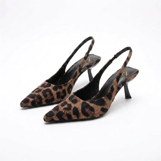 Celeste Textured Pointed Toe Slingback Heels