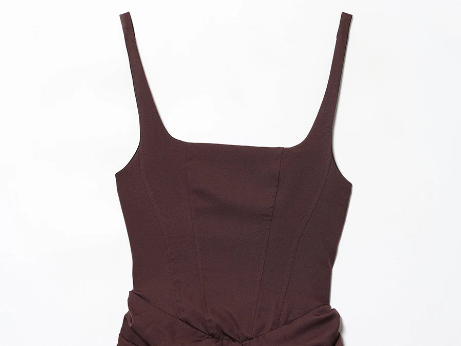 Square Neck Corset Style Draped Mini Dress