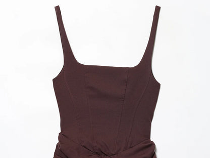 Square Neck Corset Style Draped Mini Dress