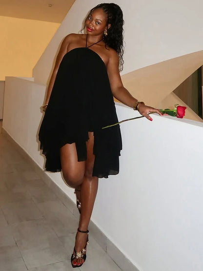 Halter Irregular Hem Dress