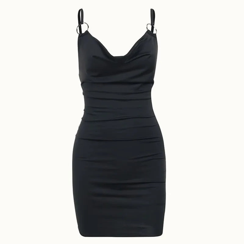 Cowl Neck Ring Detail Bodycon Mini Dress
