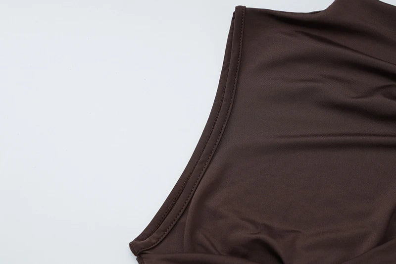 Sleeveless Mock Neck Draped Asymmetric Mini Dress