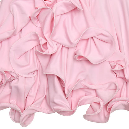Long Sleeve Scoop Neck Button Detailed Ruffle Mini Dress
