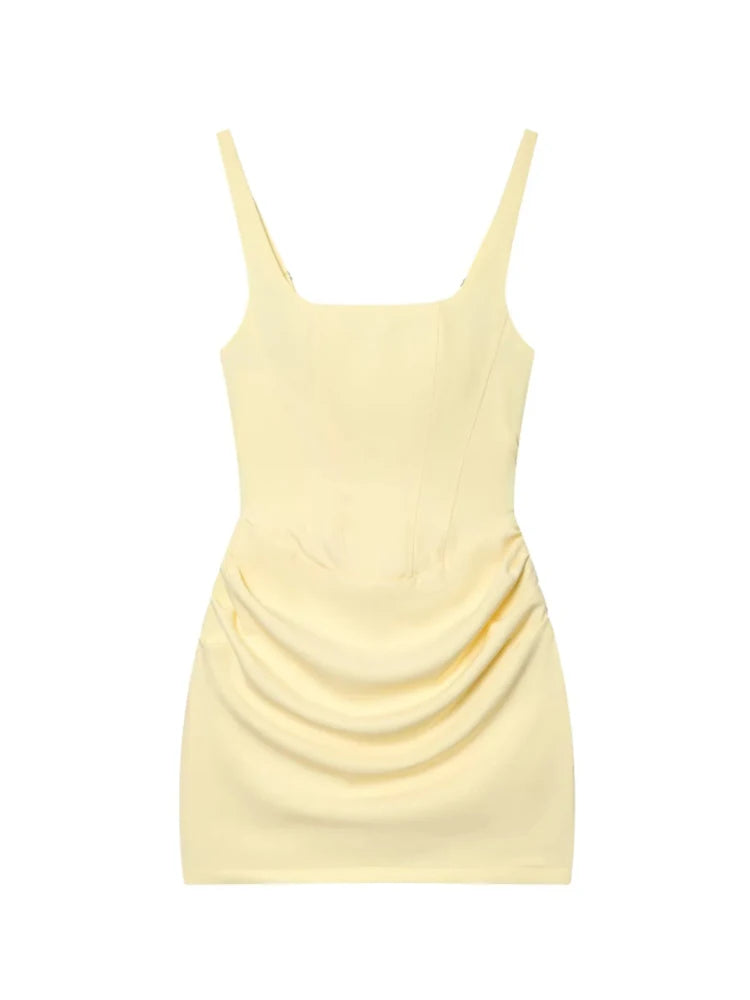 Square Neck Corset Style Draped Mini Dress