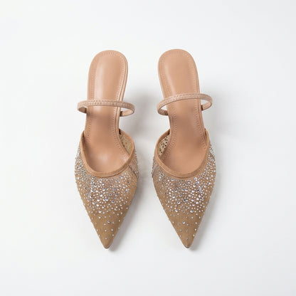 Stella Mesh Pointed Toe Slingback Heels