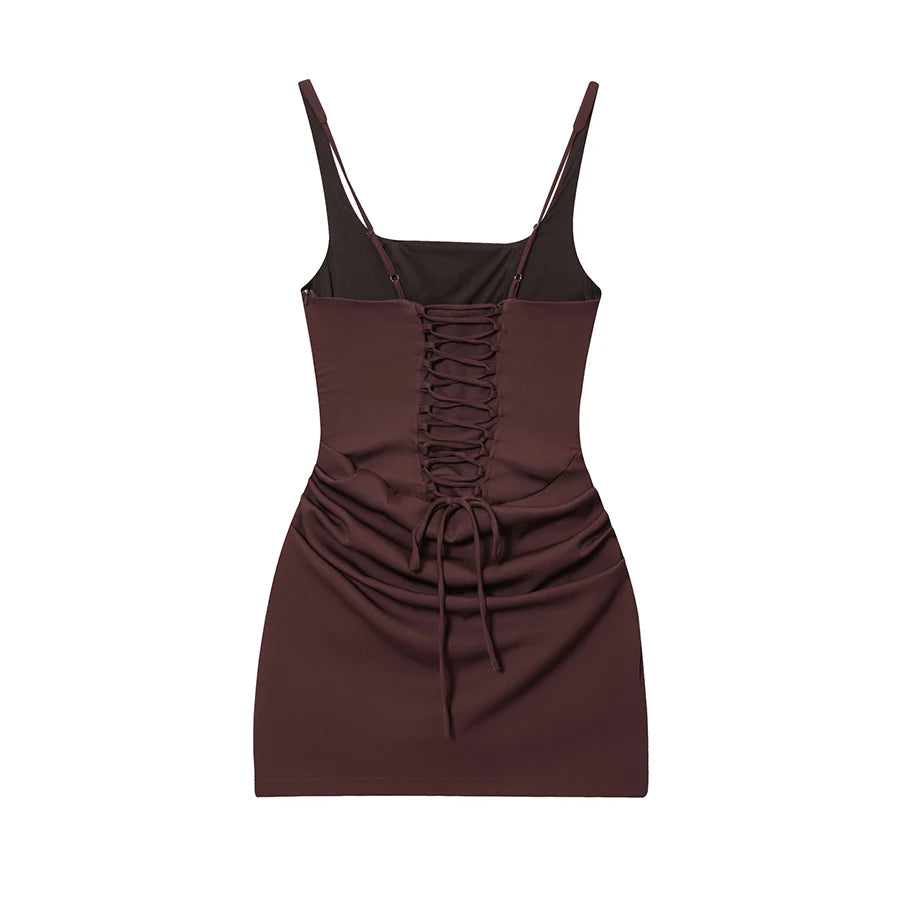 Square Neck Corset Style Draped Mini Dress