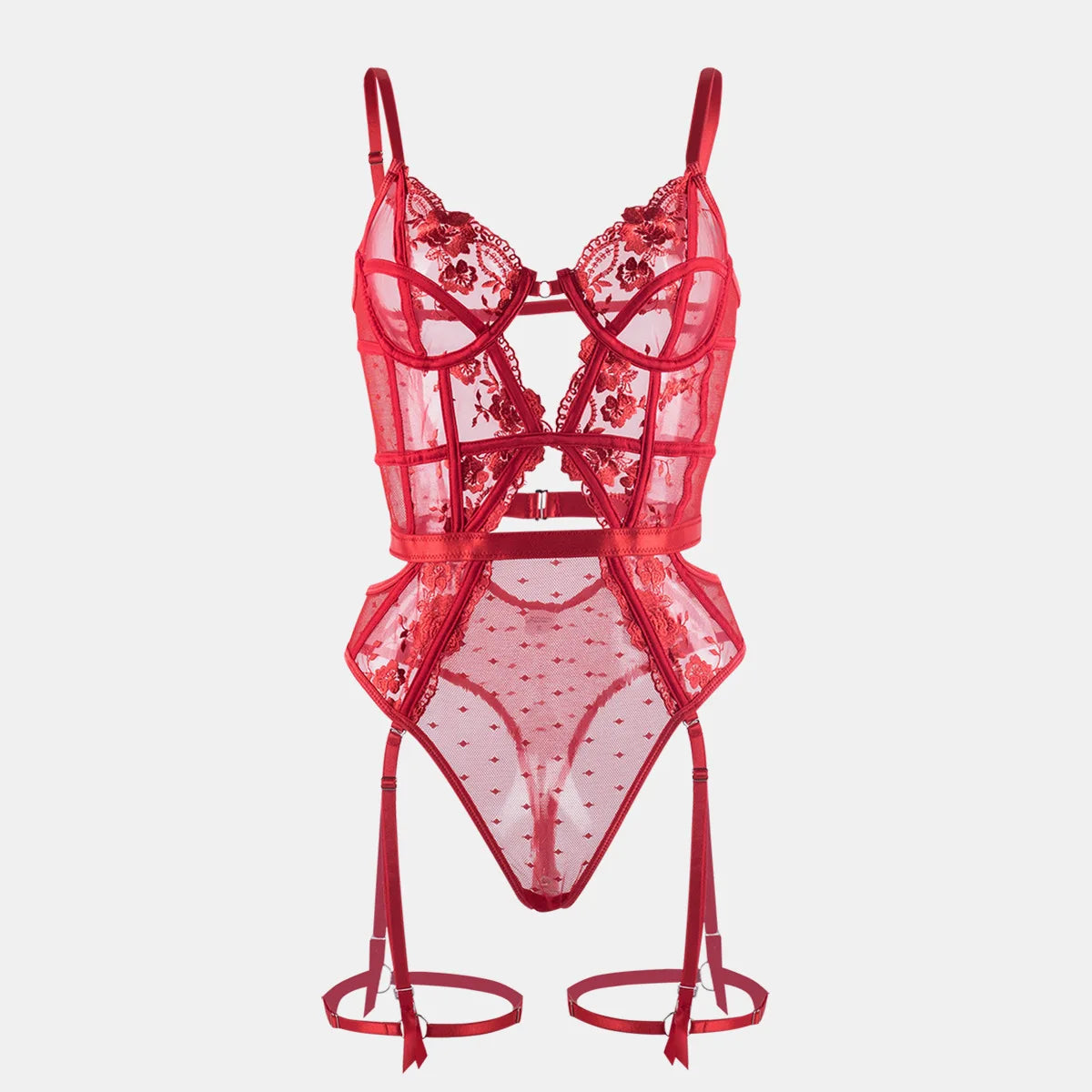 Floral Lace Underwire Bra and Panty Matching Lingerie Set