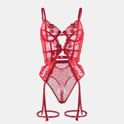 Floral Lace Underwire Bra and Panty Matching Lingerie Set