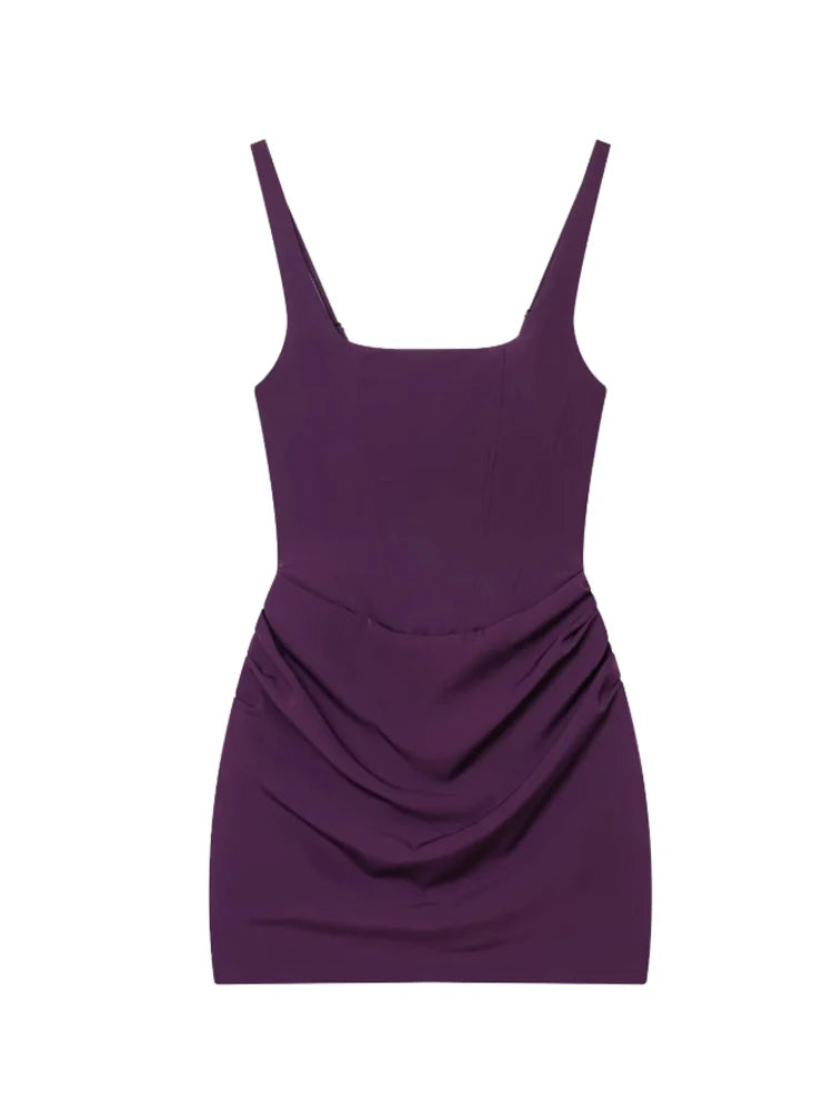 Square Neck Corset Style Draped Mini Dress