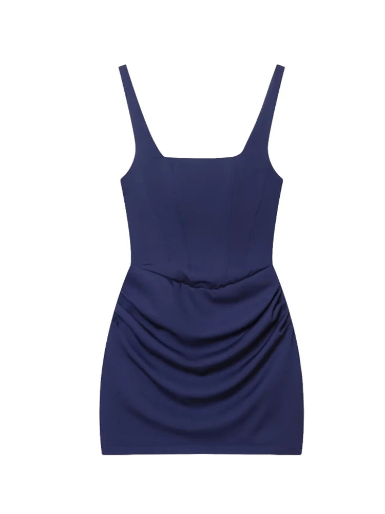 Square Neck Corset Style Draped Mini Dress