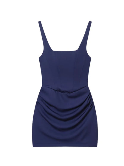 Square Neck Corset Style Draped Mini Dress